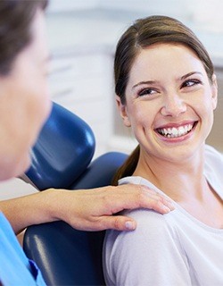 woman smiling at dentist