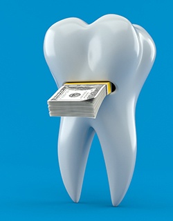 Tooth with money coming out of it