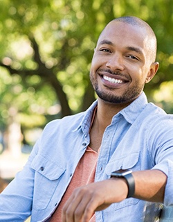 smiling man who was a good candidate for dental implants in Mt Pleasant