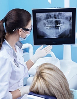 patient looking at x-ray