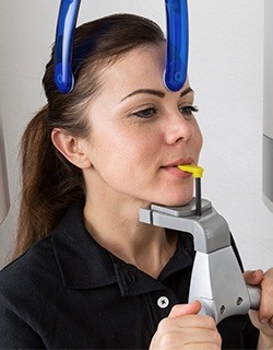 woman in cone scanner