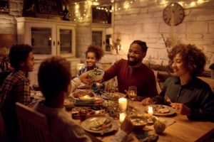 family enjoying holiday dinner